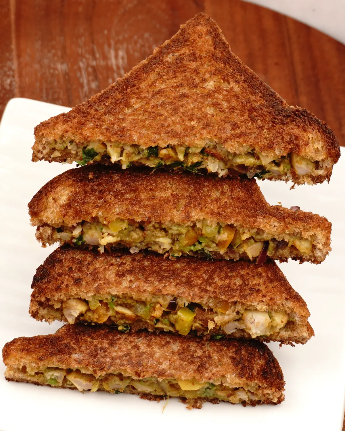 Avocado Chicken Tikka Sandwich - Indian recipe showing finished dish ready to serve