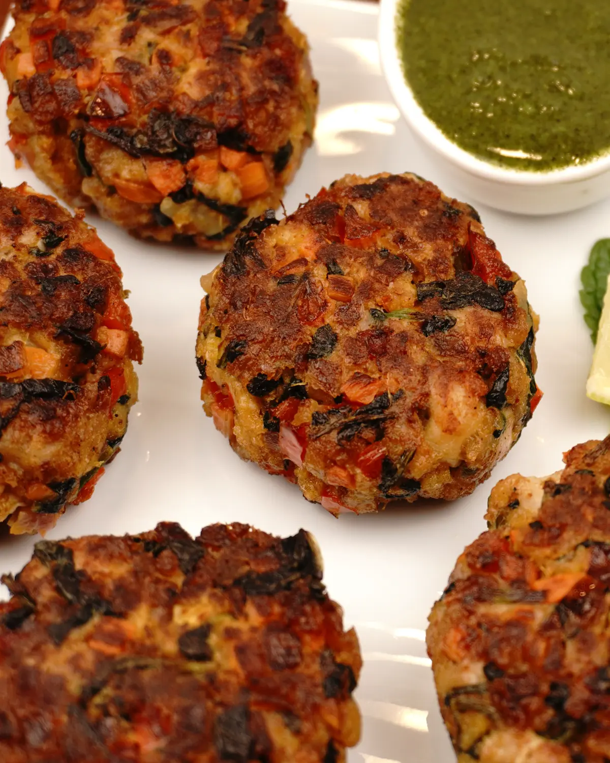 Veggie Loaded Chicken Patty Kebab - Indian recipe showing finished dish ready to serve