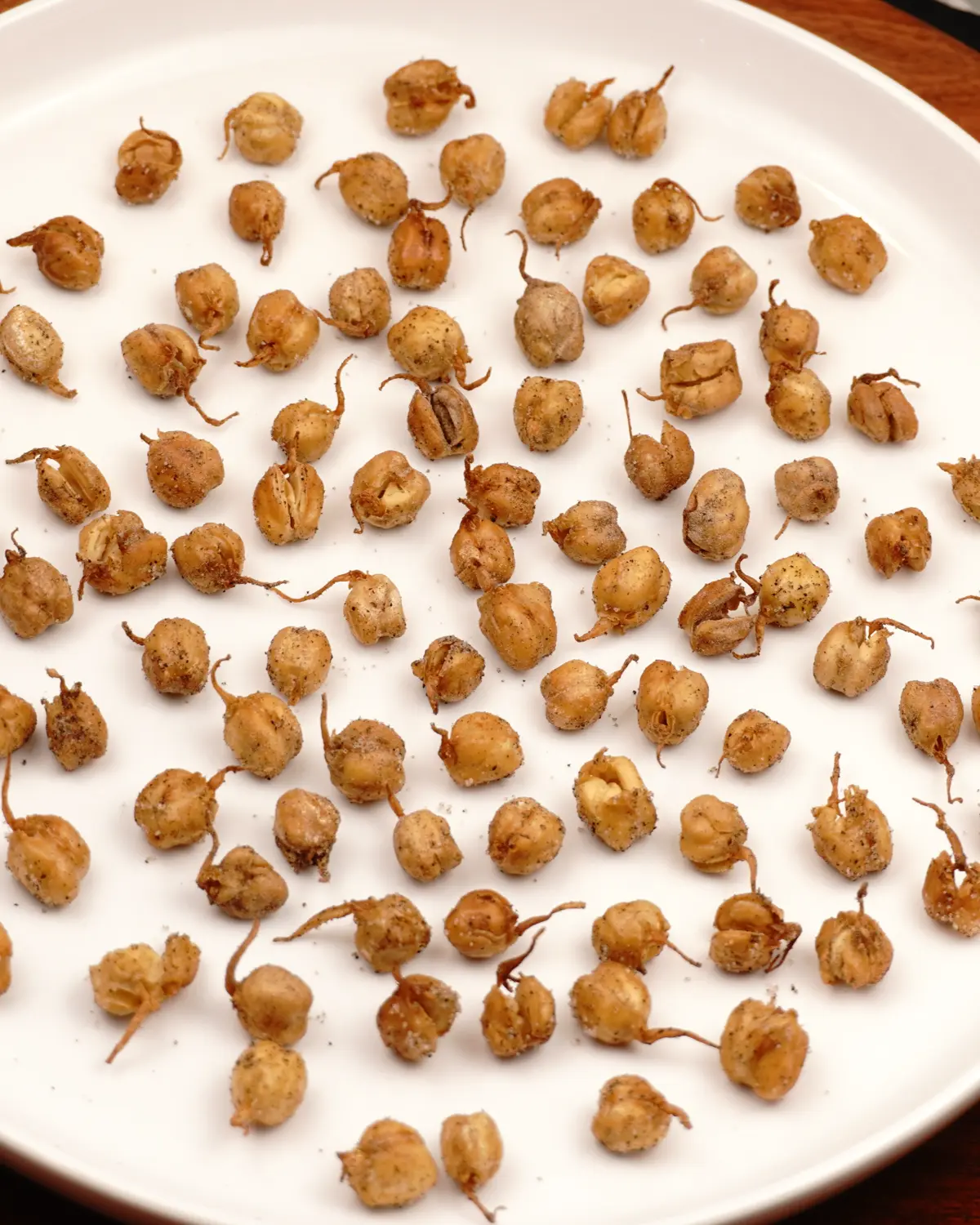 Crunchy Air Fried Sprouted Chickpeas - Indian recipe showing finished dish ready to serve