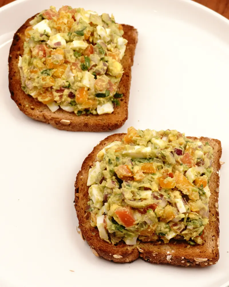 Avocado Egg Veggie Salad Open Sandwich