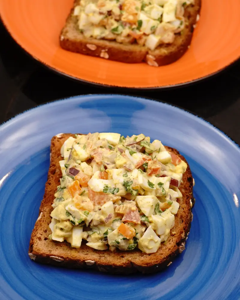 Mayo Egg Veggie Salad Open Sandwich