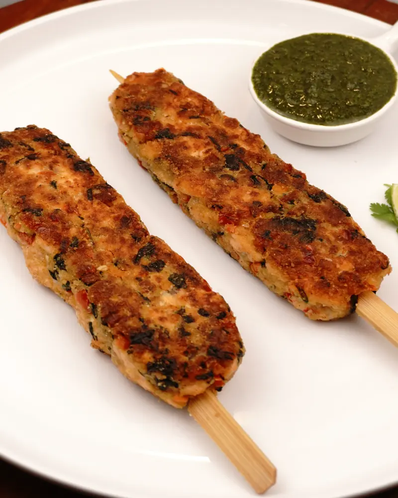 Veggie Loaded Fish Seekh Kebab