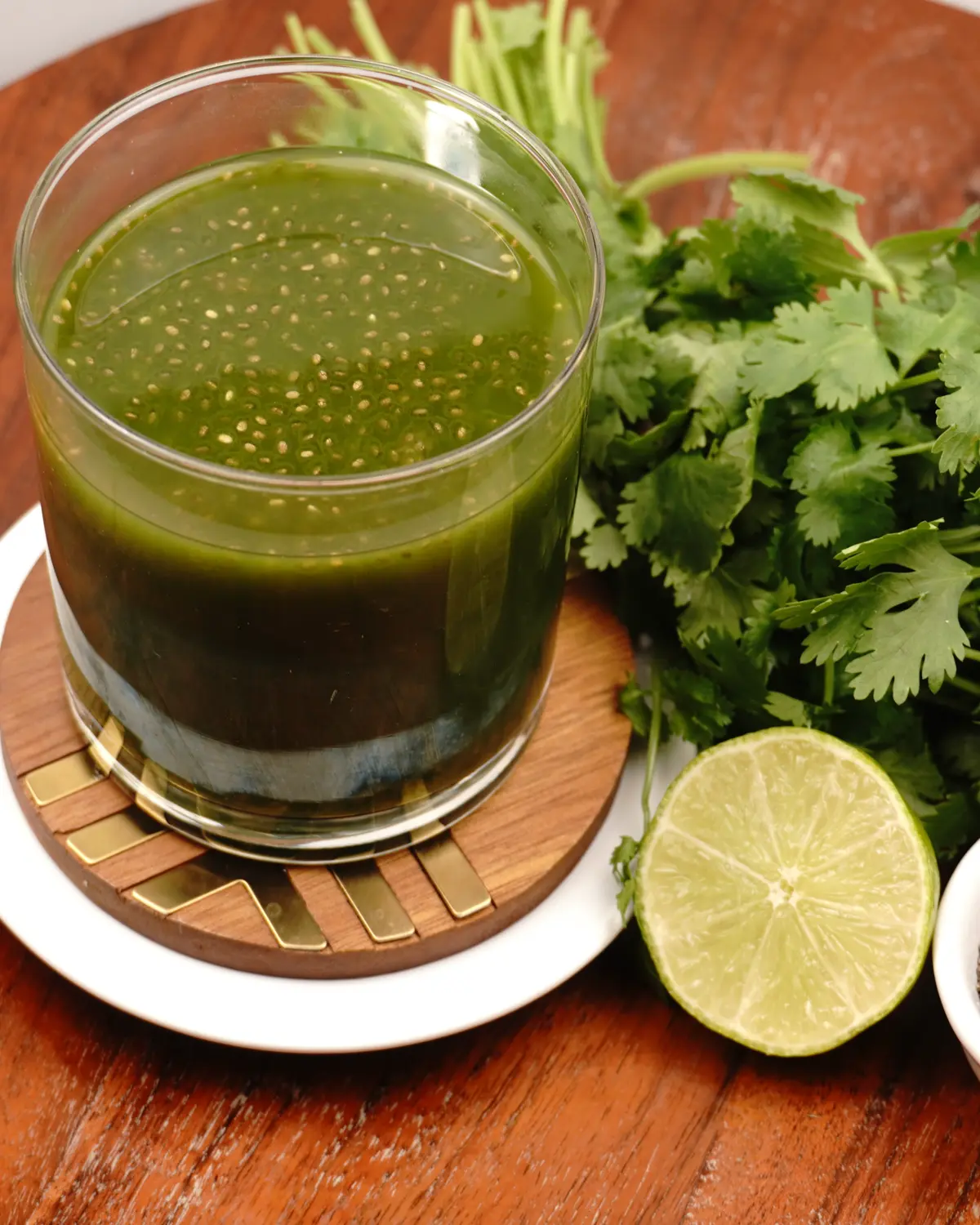 Green Juice With Chia Seeds - Indian recipe showing finished dish ready to serve