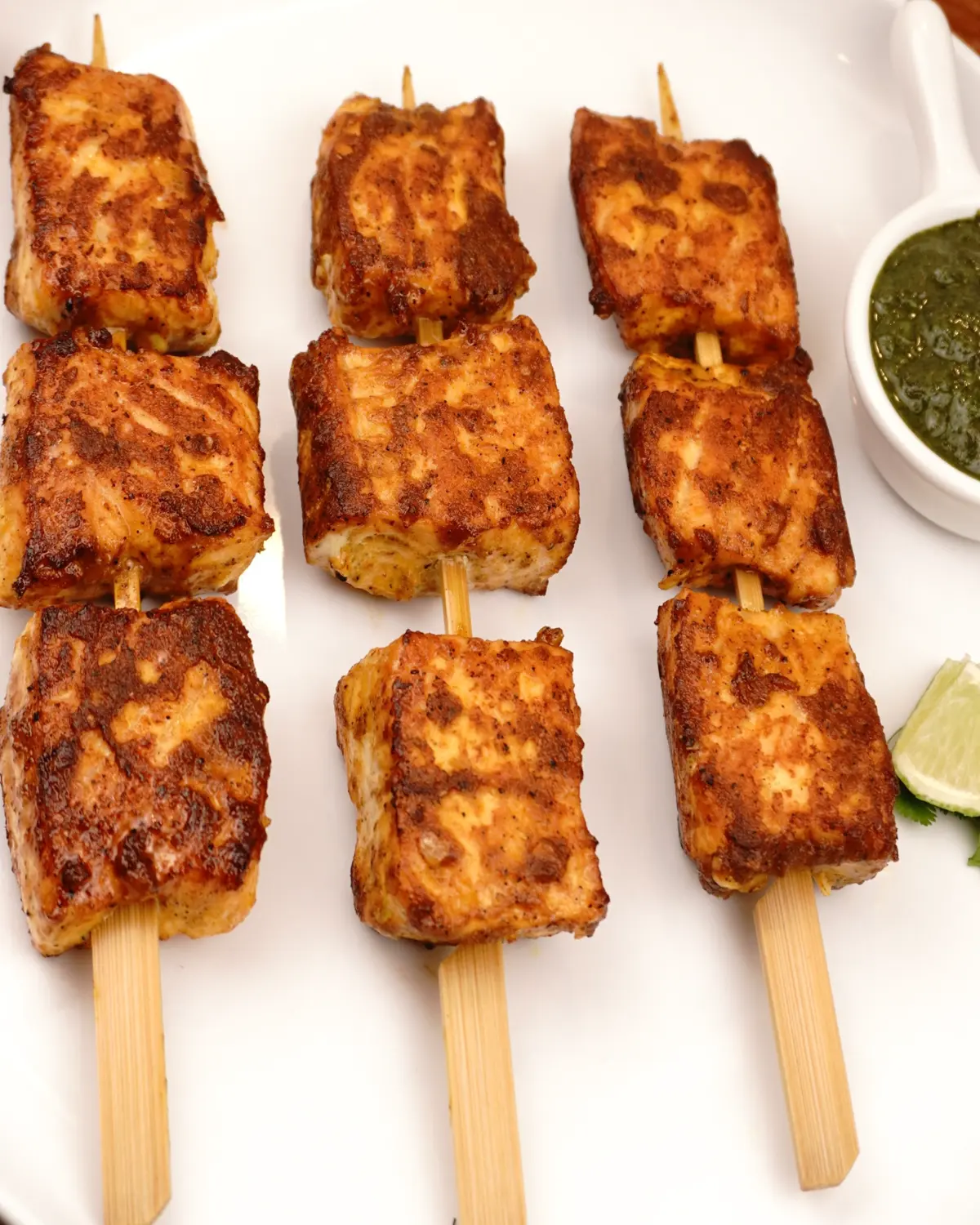 Garlic Fish Tikka (Lasooni Fish Tikka) - Indian recipe showing finished dish ready to serve