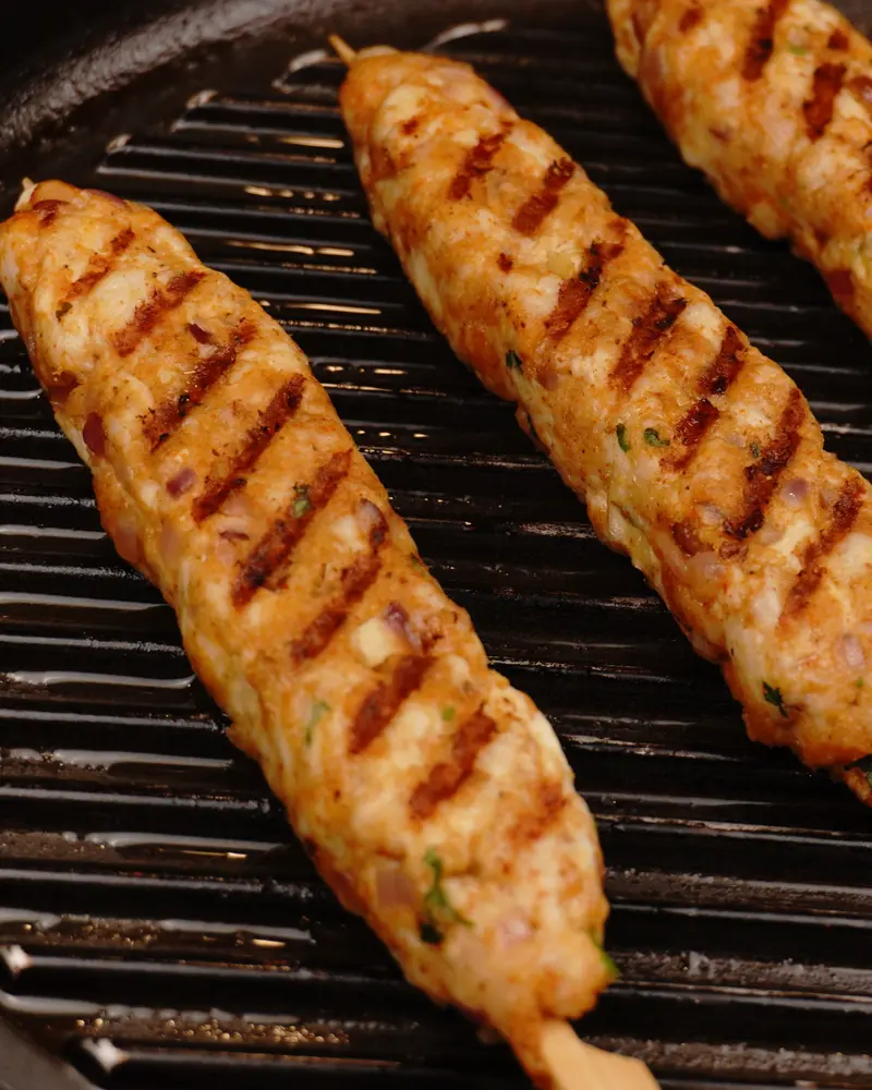 Low Calorie Pan Grilled Chicken Seekh Kebab