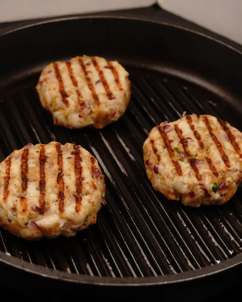 Low Calorie Pan Grilled Chicken Patty Kebab