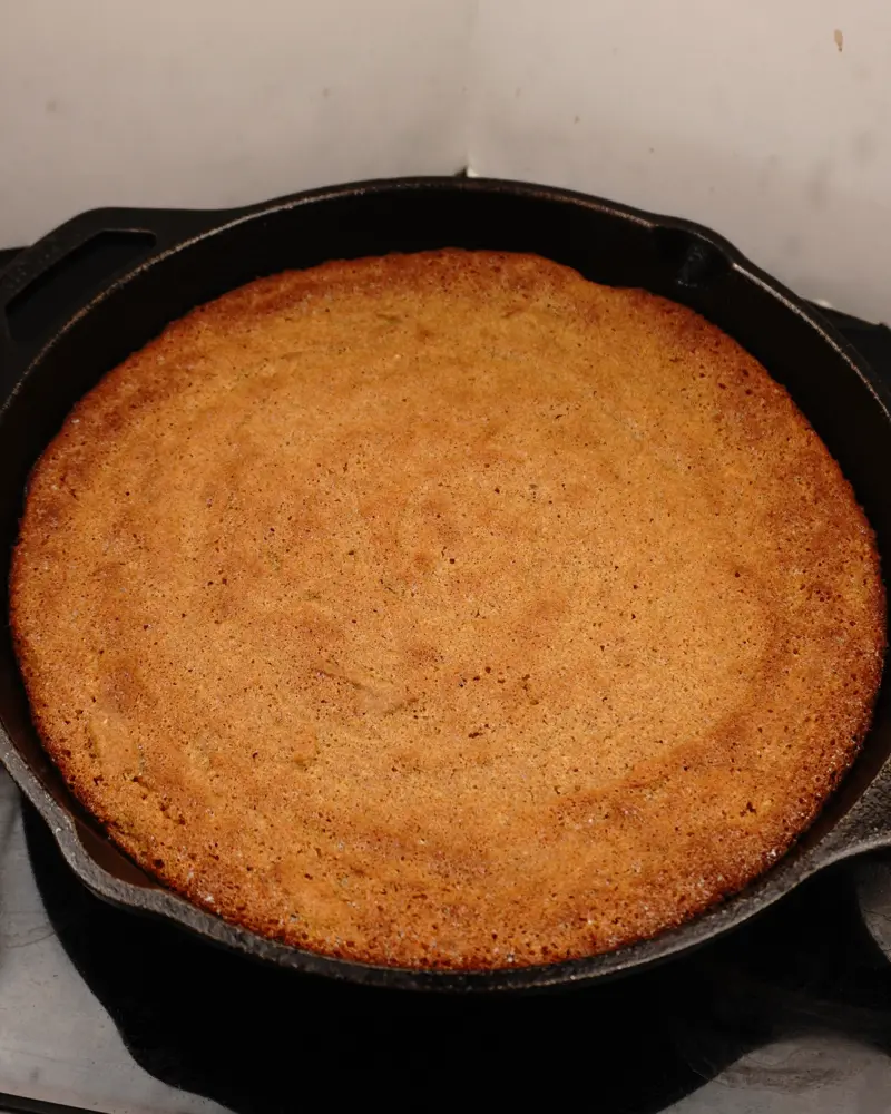 3 Ingredient Dates Cake - close up view of finished dish plated and garnished