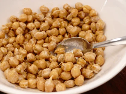 Crunchy Air Fried Sprouted Chickpeas -  Coating with ghee or coconut oil