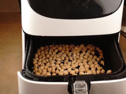 Crunchy Air Fried Sprouted Chickpeas - Moisture Removal from chick peas