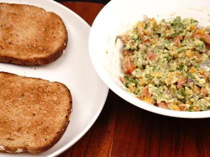 Avocado Veggie Salad Open Sandwich - Stuffing the Bread