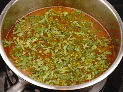 Baby Goat Mutton Shorba (Soup) - Garnish and serve