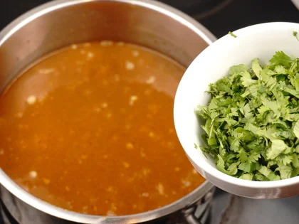 Baby Goat Mutton Shorba (Soup) - Garnish and serve