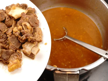 Baby Goat Mutton Shorba (Soup) - Separate the flesh from the bones