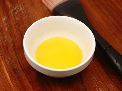 broiled chicken patty kebab - Prepare liquid ghee, and coat patties 