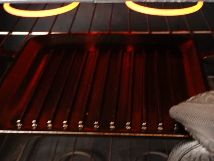 broiled chicken patty kebab - Preheat equipment of broiler/grill pan