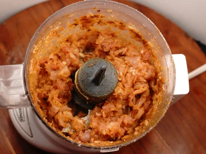 Restaurant Style Chicken Seekh Kebab - Pulse to a Coarse Texture