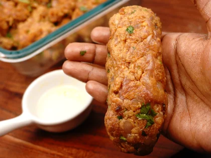 Restaurant Style Chicken Seekh Kebab - Shaping onto Skewers