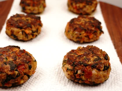Veggie Loaded Chicken Patty Kebab - Remove Surface Oil and Rest