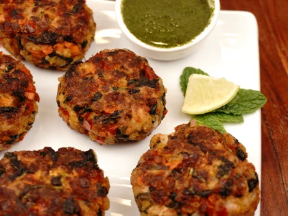 Veggie Loaded Chicken Patty Kebab - Ready to serve