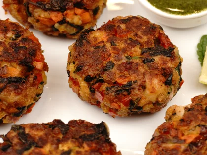 Veggie Loaded Chicken Patty Kebab - Ready to serve