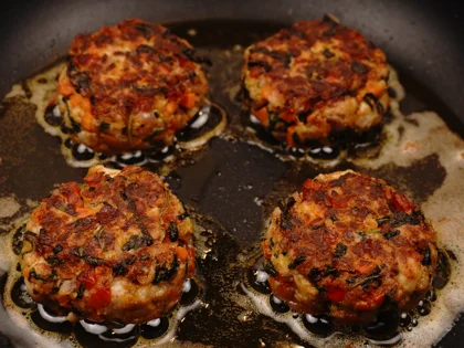 Veggie Loaded Chicken Patty Kebab - Flip and Finish Cooking