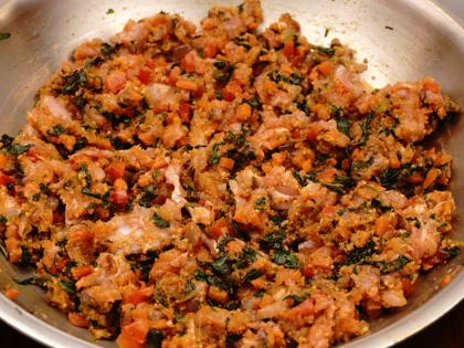 Veggie Loaded Chicken Patty Kebab - Add and Gently Mix the Ingredients