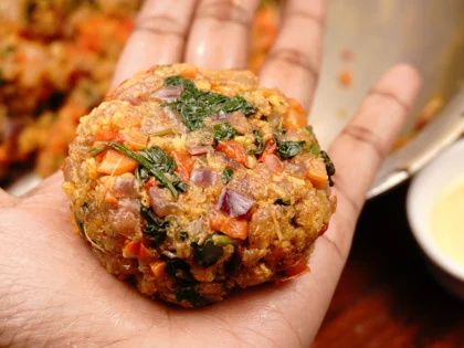 Veggie Loaded Chicken Patty Kebab - To form chicken patties