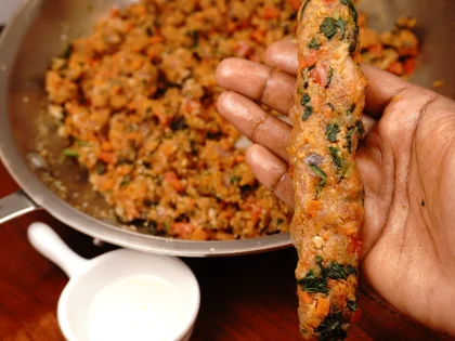  Veggie Loaded Chicken seekh kebab - Skewer the Chicken Mixture