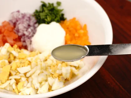 Curd Egg Veggie Salad Open Sandwich - Prepare Stuffing