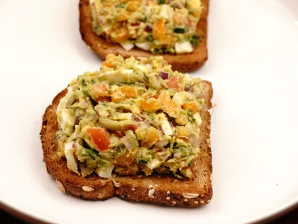Avocado Egg Veggie Salad Open Sandwich - Ready to Eat Open Sandwich