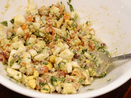 Mayo Egg Veggie Salad Open Sandwich - Prepare Stuffing