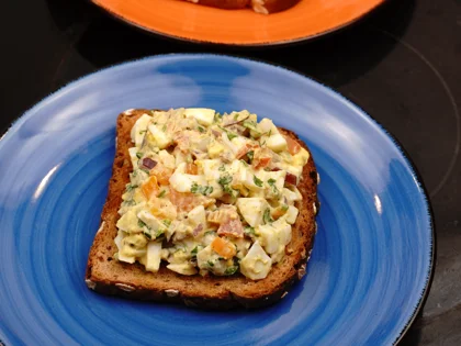 Mayo Egg Veggie Salad Open Sandwich - Ready to Eat Open Sandwich