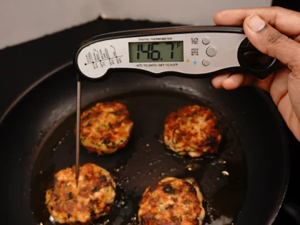 Veggie Loaded Fish Patty Kebab - Fip the fish patties, reduce the heat to medium-low, until form brown/dark brown crust