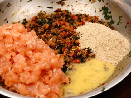 Veggie Loaded Fish Patty Kebab - Combine the Kebab Mixture