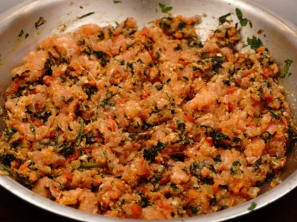 Veggie Loaded Fish Patty Kebab - Combine the Kebab Mixture