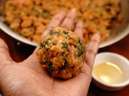 Veggie Loaded Fish Patty Kebab - To form fish patties