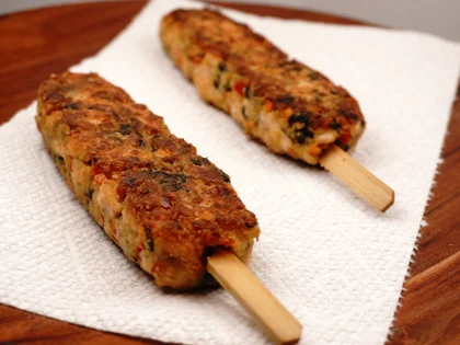 Veggie Loaded Fish Seekh Kebab - Post-Cooking Steps before serving