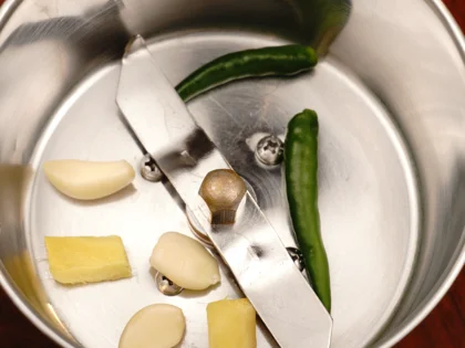 Veggie Loaded Fish Seekh Kebab - Prepare ginger, garlic and green chili paste