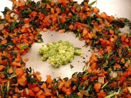 Veggie Loaded Fish Seekh Kebab - Add ginger, garlic and green chili paste along with ghee