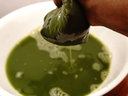 Green Juice With Chia Seeds - Strain and Adjust the Juice