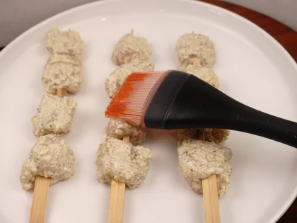 Less Oil Cashew Chicken Tikka (Afghani Murgh Tikka) - Prep & Oiling