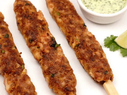 Less prep time -15 mins chicken seekh kebab                - Serve and Enjoy!