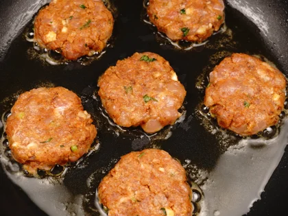 Less Prep Time -15 Mins Chicken Patty Kebab                - Browning the patties