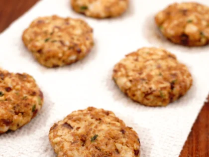 Low Calorie Chicken Patty Kebab - Remove Surface Oil and Rest
