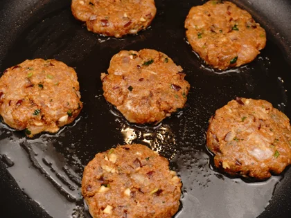 Low Calorie Chicken Patty Kebab - Aim for Light golden color