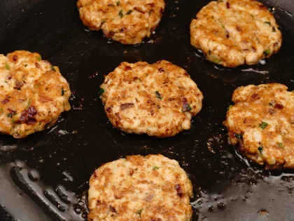 Low Calorie Chicken Patty Kebab - Aim for Light golden color
