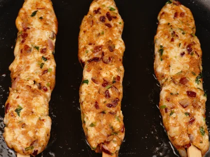 Low Calorie Chicken Seekh Kebab - Aim for Light golden color