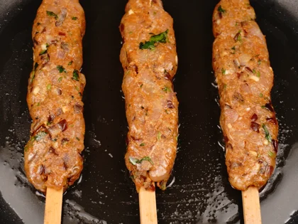 Low Calorie Chicken Seekh Kebab - Aim for Light golden color
