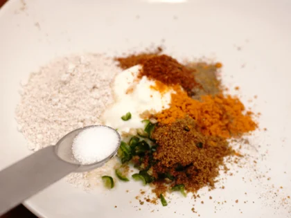 Low Carb, Less Oil Lasooni Fish Tikka - Add the following ingredients in clean bowl and mix well