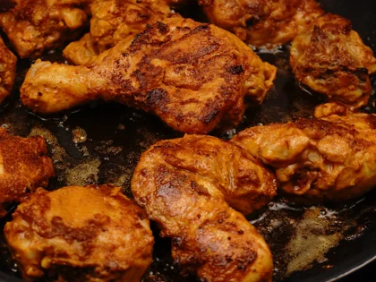 Mughlai Chicken Curry - Brown the chicken pieces- (Second side)